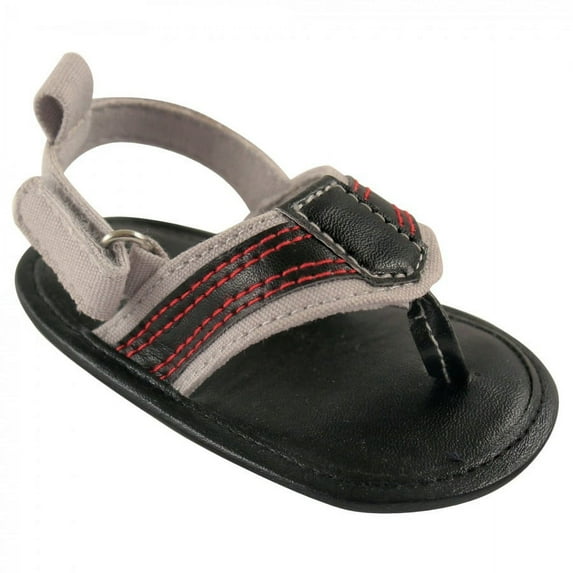 Luvable Friends Baby Boy Crib Shoes, Black Sandal, 0-6 Months