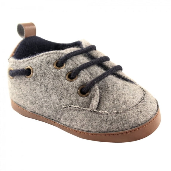 Luvable Friends Baby Boy Crib Shoes, Charcoal, 6-12 Months