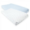 thumbnail image 1 of Luvable Friends Baby Boy Fitted Changing Pad Cover, Blue Chevron Stars, One Size, 1 of 2