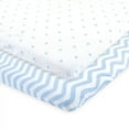 thumbnail image 1 of Luvable Friends Baby Boy Fitted Playard Sheet, Blue Chevron Stars, One Size, 1 of 2