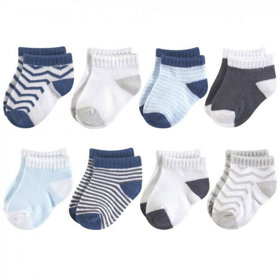 Luvable Friends Baby Boy Fun Essential Socks, Gray Blue Chevron, 0-6 Months