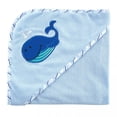 thumbnail image 1 of Luvable Friends Baby Boy Hooded Towel and Washcloth, Blue Whale, One Size, 1 of 7