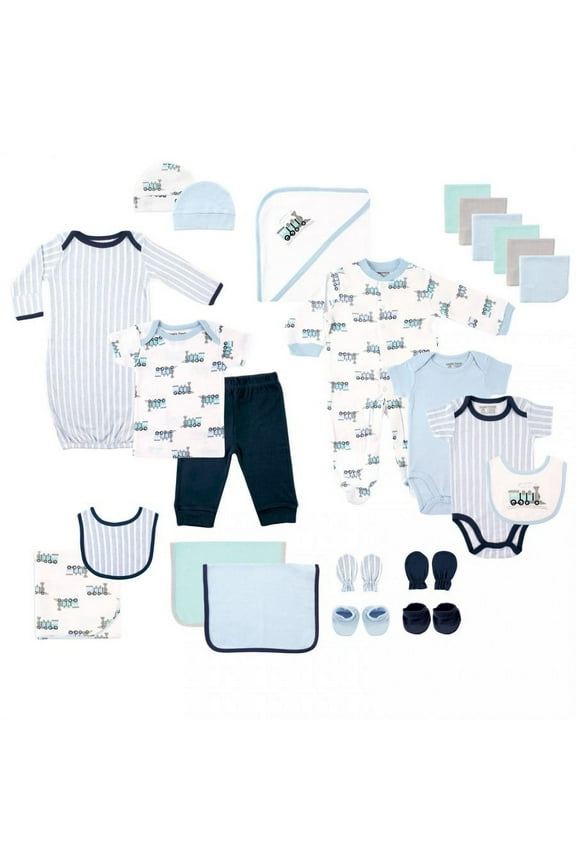 Baby Boy Layette Gift Cube, Train, 0-6 Months