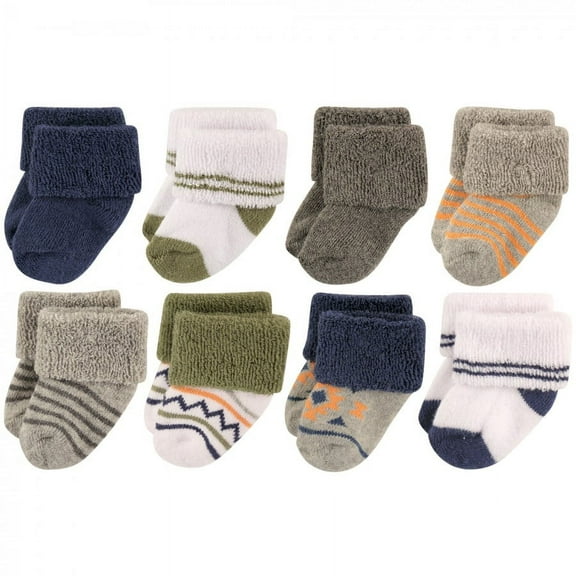 Luvable Friends Baby Boy Newborn and Baby Terry Socks, Aztec, 0-6 Months