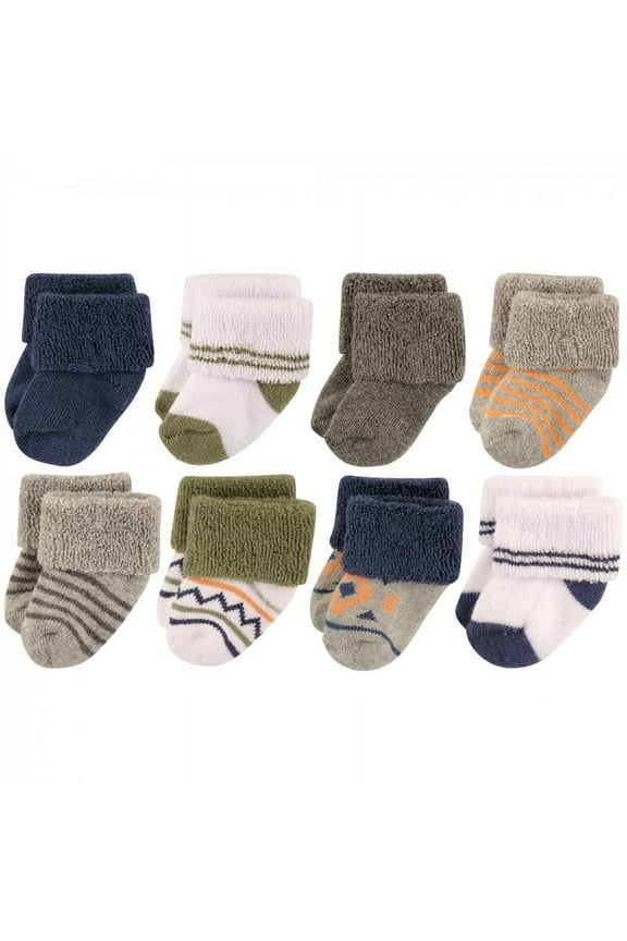 Baby Boy Newborn and Baby Terry Socks, Aztec, 6-12 Months