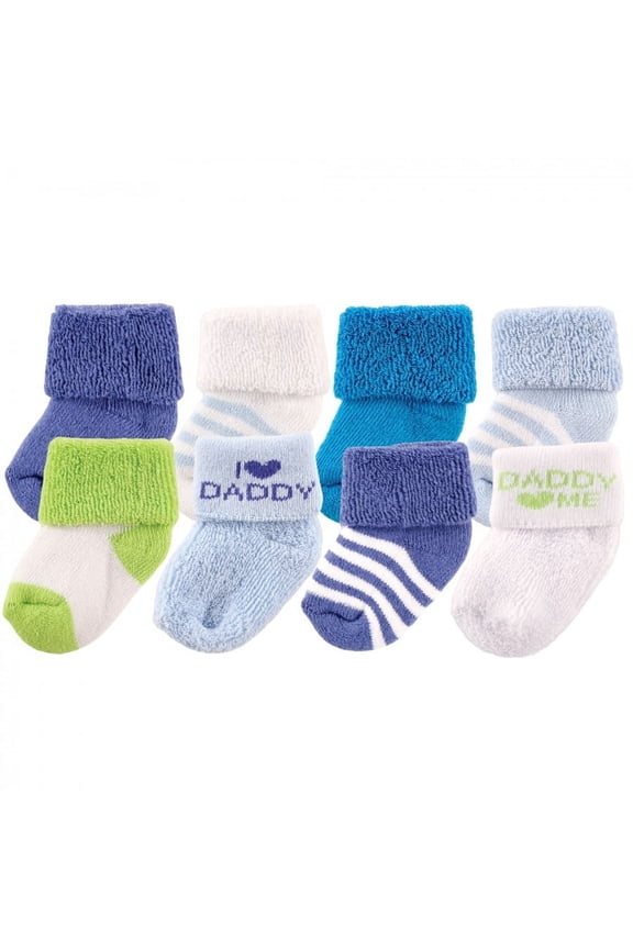 Baby Boy Newborn and Baby Terry Socks, Blue Daddy, 6-12 Months