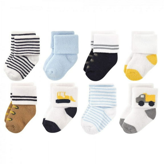 Luvable Friends Baby Boy Newborn and Baby Terry Socks, Bulldozer, 6-12 Months