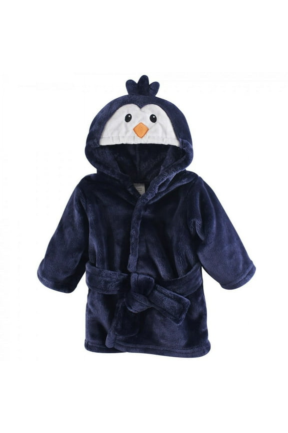 Baby Boy Plush Bathrobe, Boy Penguin, 0-9 Months