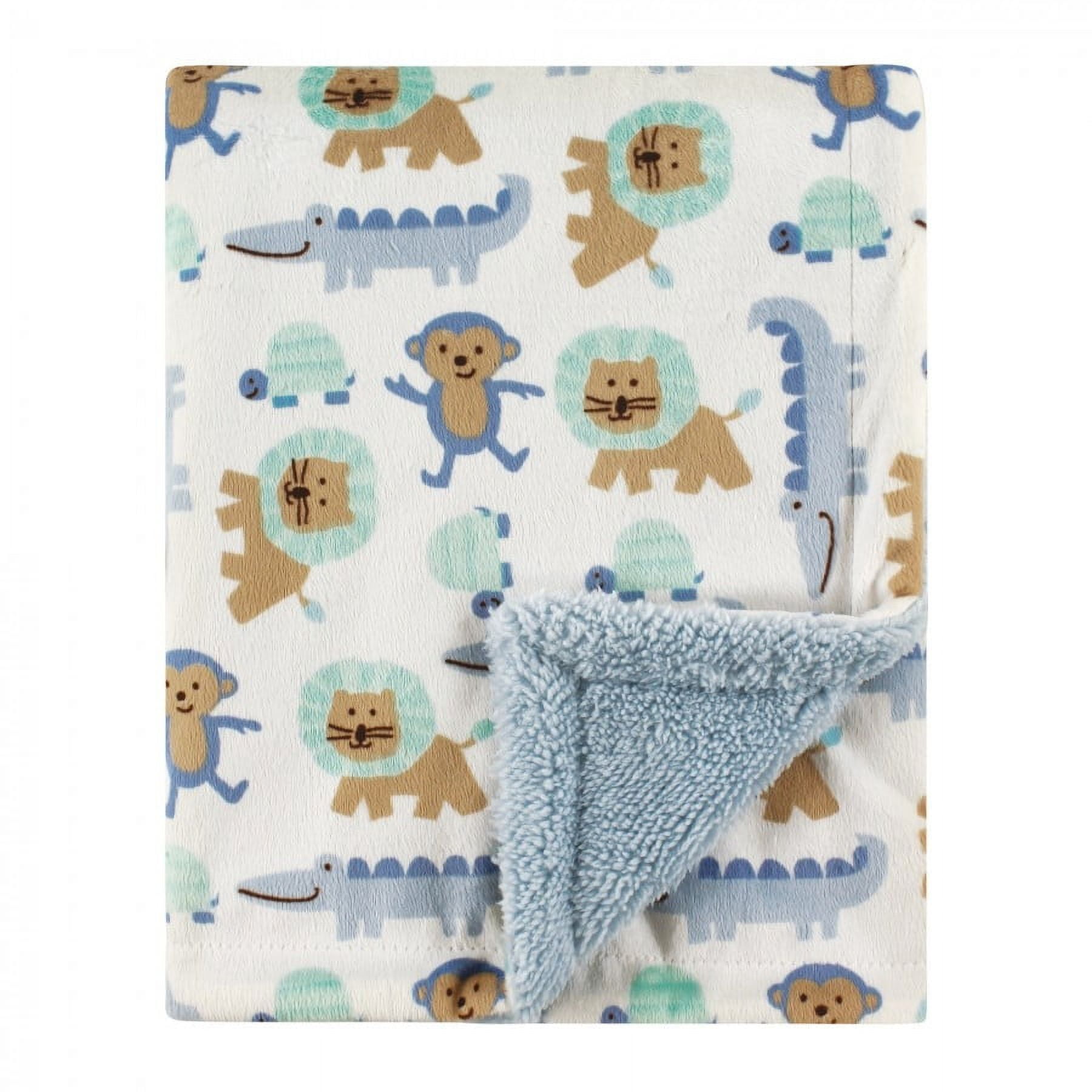 Luvable Friends Baby Boy Plush Blanket with Faux Shearling Back, Boy