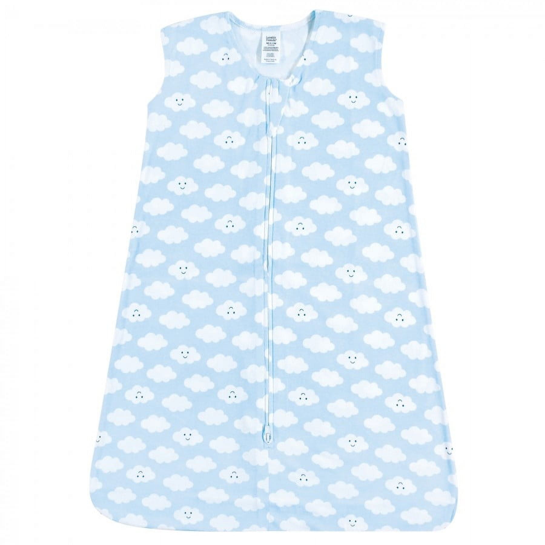 Luvable Friends Baby Boy Sleeveless Jersey Cotton Sleeping Bag, Sack, Blanket, Boy Clouds Jersey, 6-12 Months