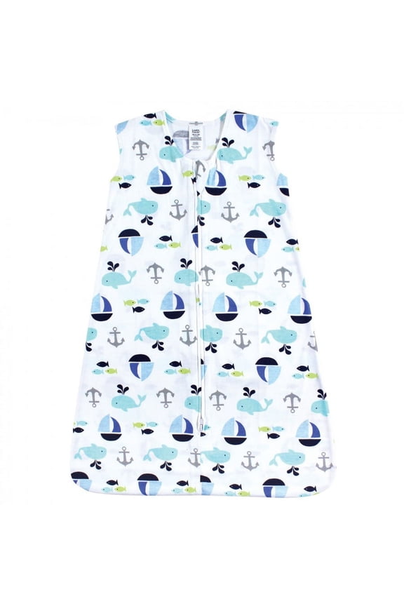 Baby Boy Sleeveless Jersey Cotton Sleeping Bag, Sack, Blanket, Ocean Jersey, 12-18 Months