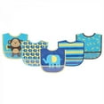 thumbnail image 1 of Luvable Friends Baby Boy Waterproof PEVA Bibs 5pk, Blue Monkey, One Size, 1 of 2