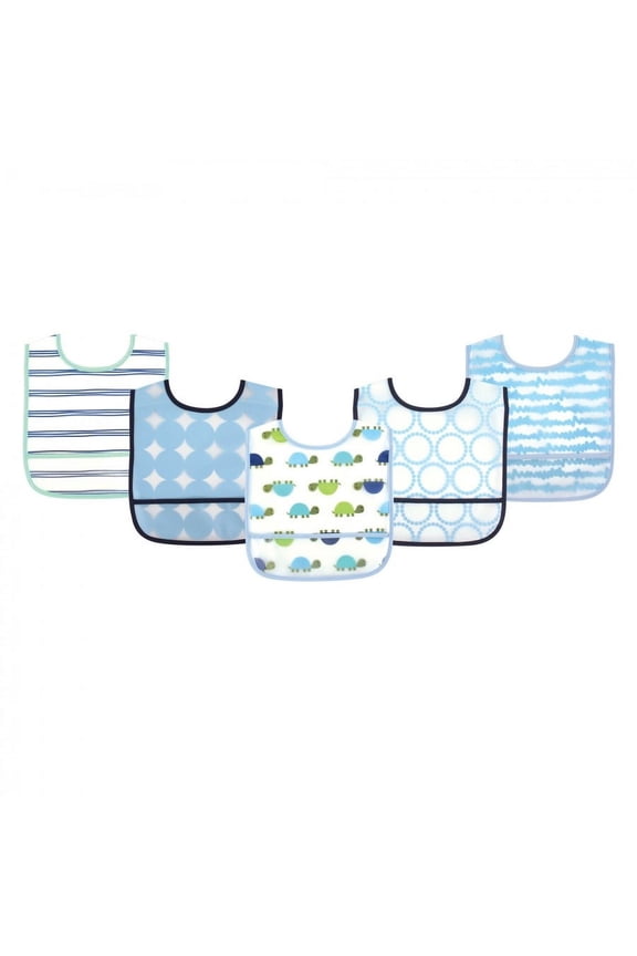 Baby Boy Waterproof PEVA Bibs 5pk, Turtle, One Size