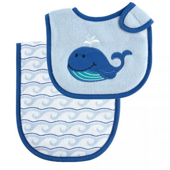 Luvable Friends Baby Boy Bib and Burp Cloth Set 2pc, Blue, One Size