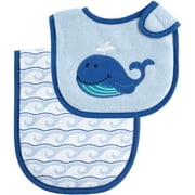 Luvable Friends Baby Boy and Girl Bib and Burp Cloth, 2-Piece Set - Blue