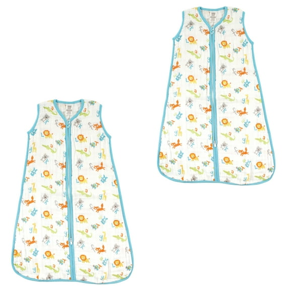 Luvable Friends Baby Boy and Girl Muslin Wearable Sleeping Bag 2 Pack, ABC, 0-6 Months