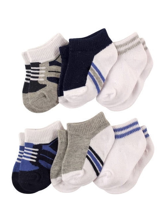 Baby Boys Cotton Socks, Blue Gray (6 Pack))