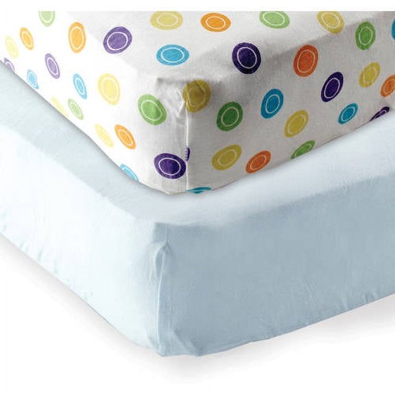 Luvable Friends 2 Piece Multicolor Cotton Fitted Sheet Set, Crib – Machine Washable, Extra Soft