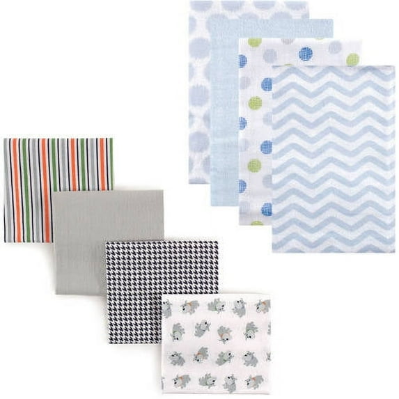 Luvable Friends Baby Boys' Flannel Receiving Blanket, 8-Pack, Choose Your Color