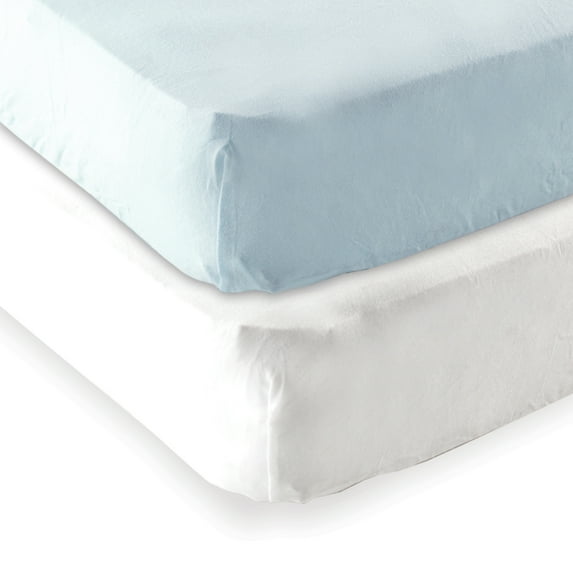 Luvable Friends Baby Boys' and Girls' Fitted Portable Crib Sheet, 2-Pack, Choose Your Color