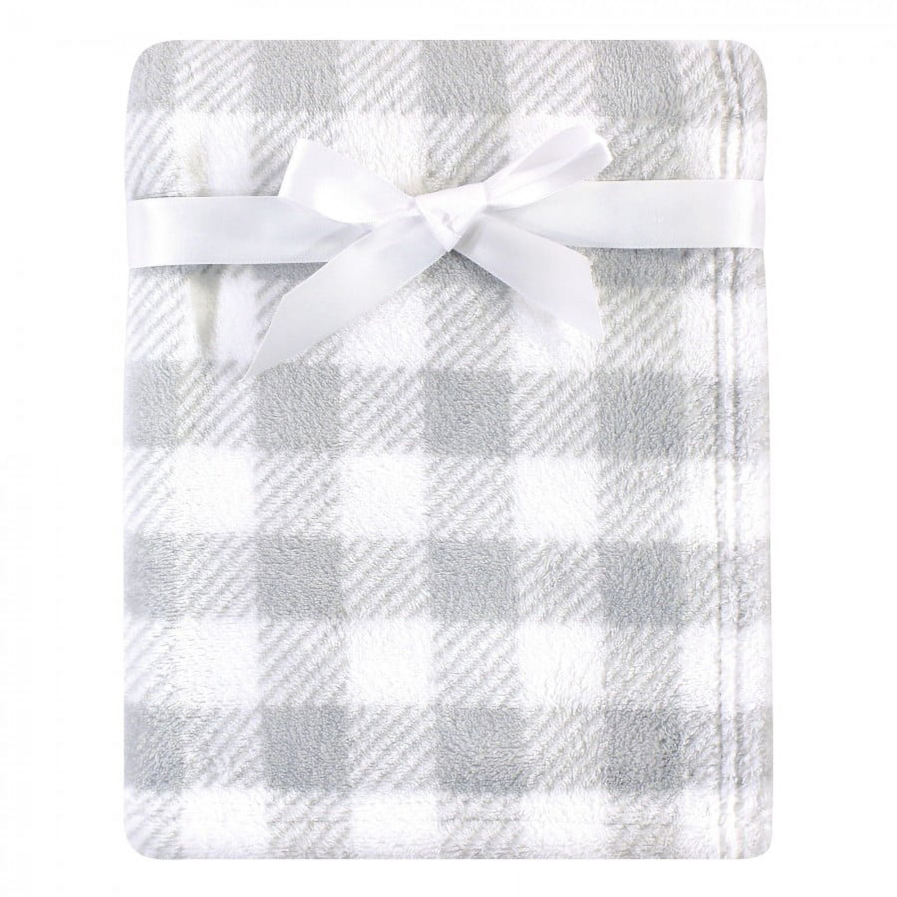 Luvable Friends Baby Coral Fleece Blanket, Gray Plaid, One Size