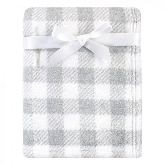 Luvable Friends Baby Coral Fleece Blanket, Gray Plaid, One Size