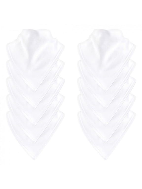 Baby Cotton Bandana Bibs 10pk, White, One Size