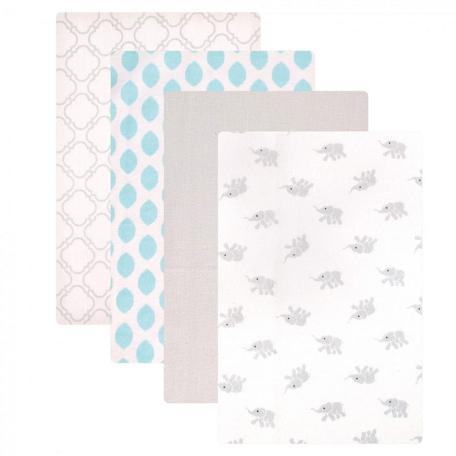 Luvable Friends Baby Cotton Flannel Receiving Blankets, Elephant 4-Pack, One Size