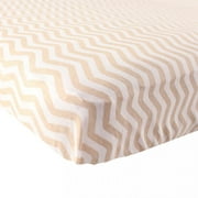 Luvable Friends Baby Fitted Crib Sheet, Tan Chevron, One Size