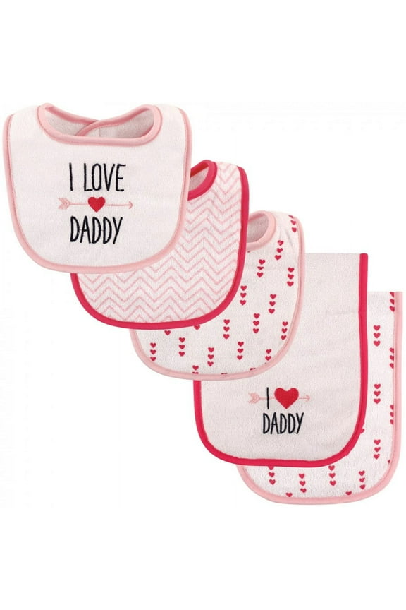 Baby Girl Bib and Burp Cloth Set 5pk, Girl Daddy, One Size