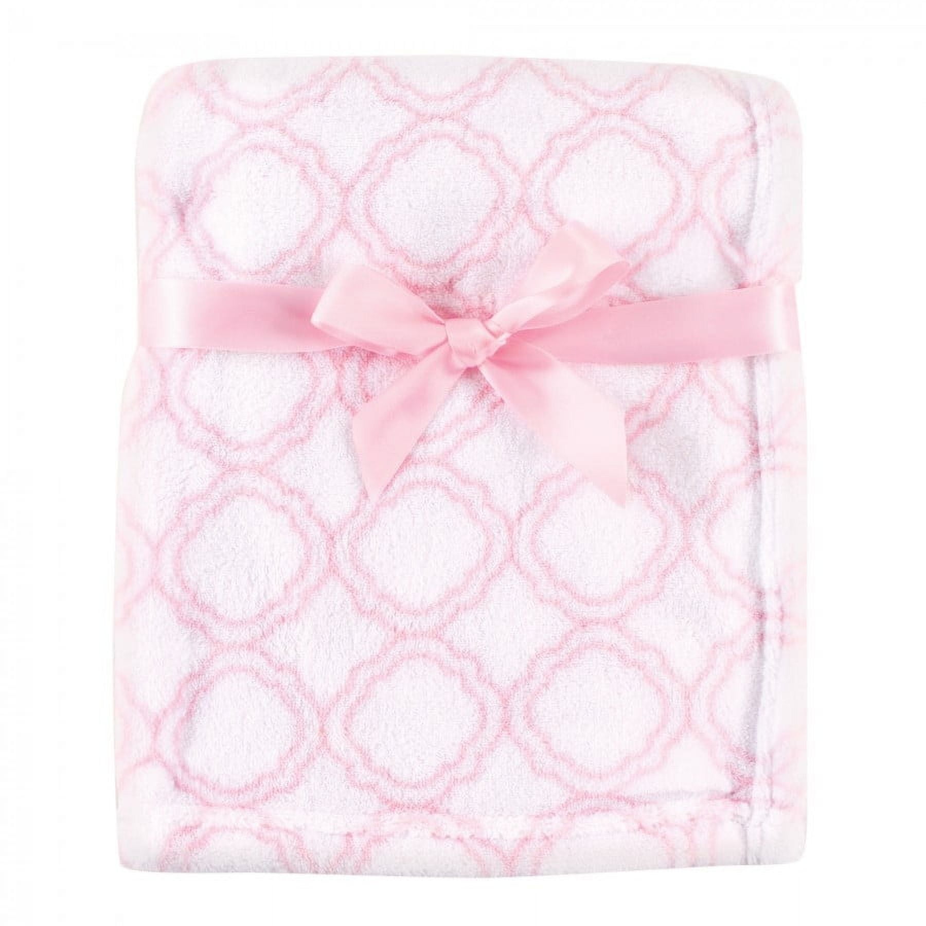 Luvable Friends Baby Girl Coral Fleece Blanket, Pink Lattice, One Size