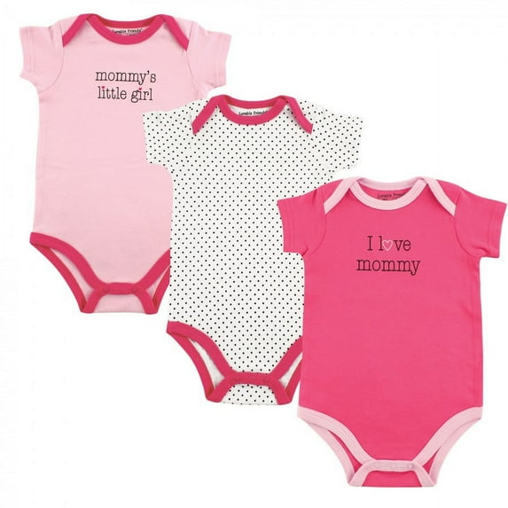 Luvable Friends Baby Girl Cotton Bodysuits 3pk, Girl Mommy, 3-6 Months