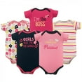 thumbnail image 1 of Luvable Friends Baby Girl Cotton Bodysuits 5pk, Girls Rule, 18-24 Months, 1 of 1