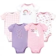 thumbnail image 1 of Luvable Friends Baby Girl Cotton Bodysuits 5pk, Unicorn, 18-24 Months, 1 of 1
