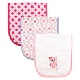 thumbnail image 1 of Luvable Friends Baby Girl Cotton Burp Cloths with Fiber Filling 3pk, Owl, One Size, 1 of 2
