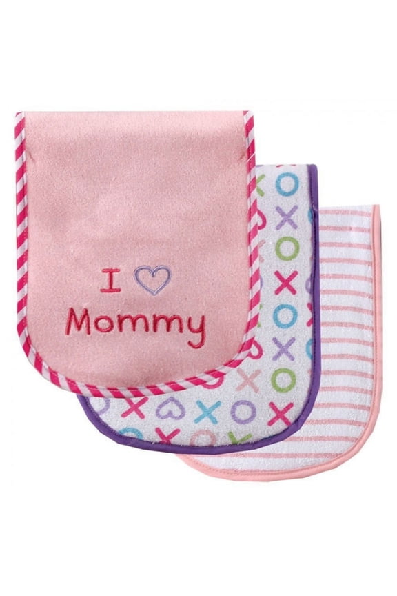 Baby Girl Cotton Burp Cloths with Fiber Filling 3pk, Pink Mom, One Size