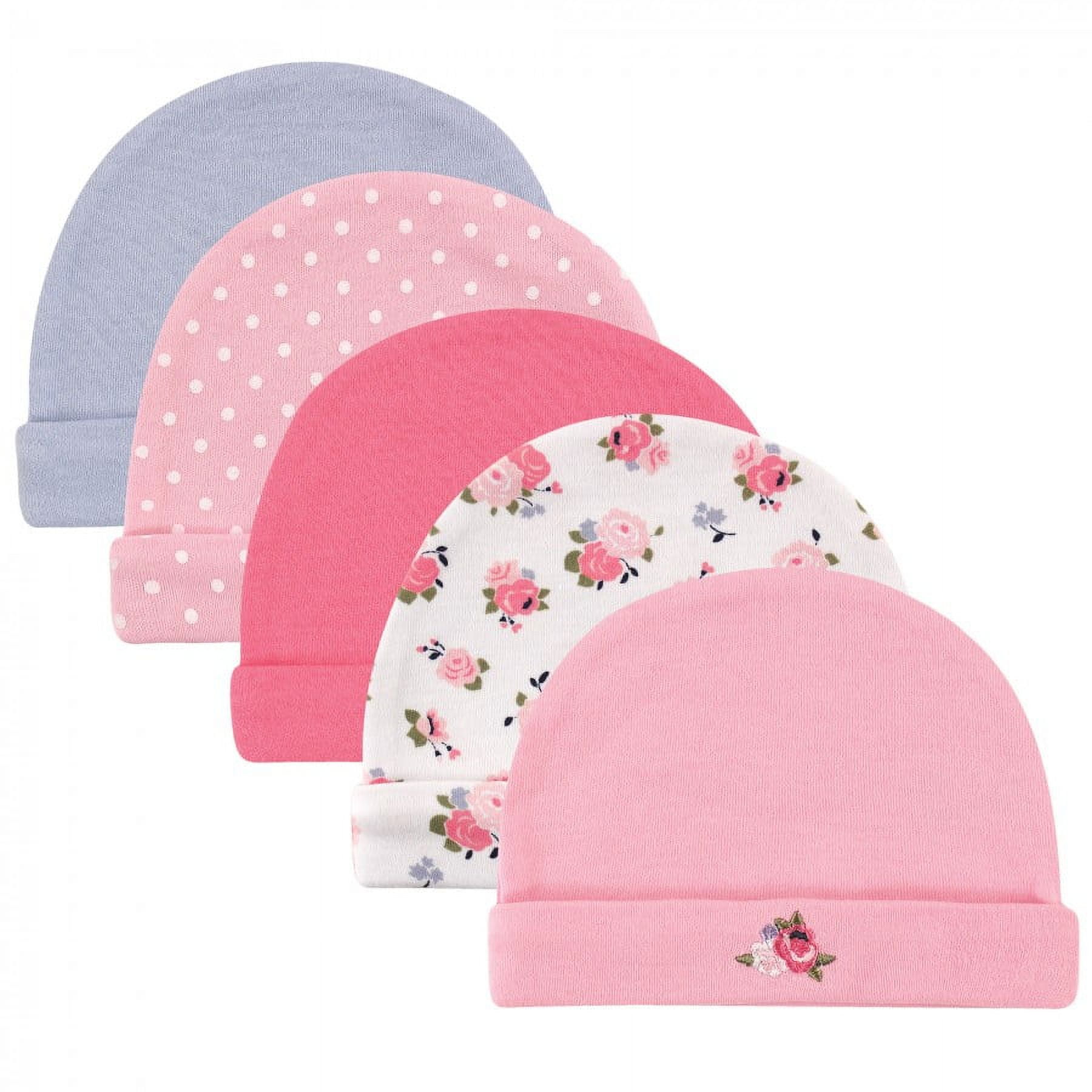 Babyhug 100% Cotton Caps With Foral & Polka Dots Print Pack Of 2 - Pink