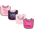 thumbnail image 1 of Luvable Friends Baby Girl Cotton Drooler Bibs with Fiber Filling 4pk, Selfie, One Size, 1 of 2