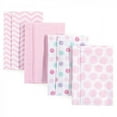 thumbnail image 1 of Luvable Friends Baby Girl Cotton Flannel Burp Cloths 4pk, Pink Dots Chevron, One Size, 1 of 2