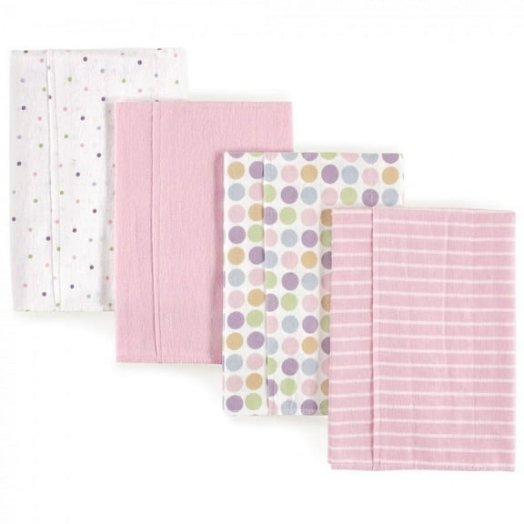 Luvable Friends Baby Girl Cotton Flannel Burp Cloths 4pk, Pink, One Size