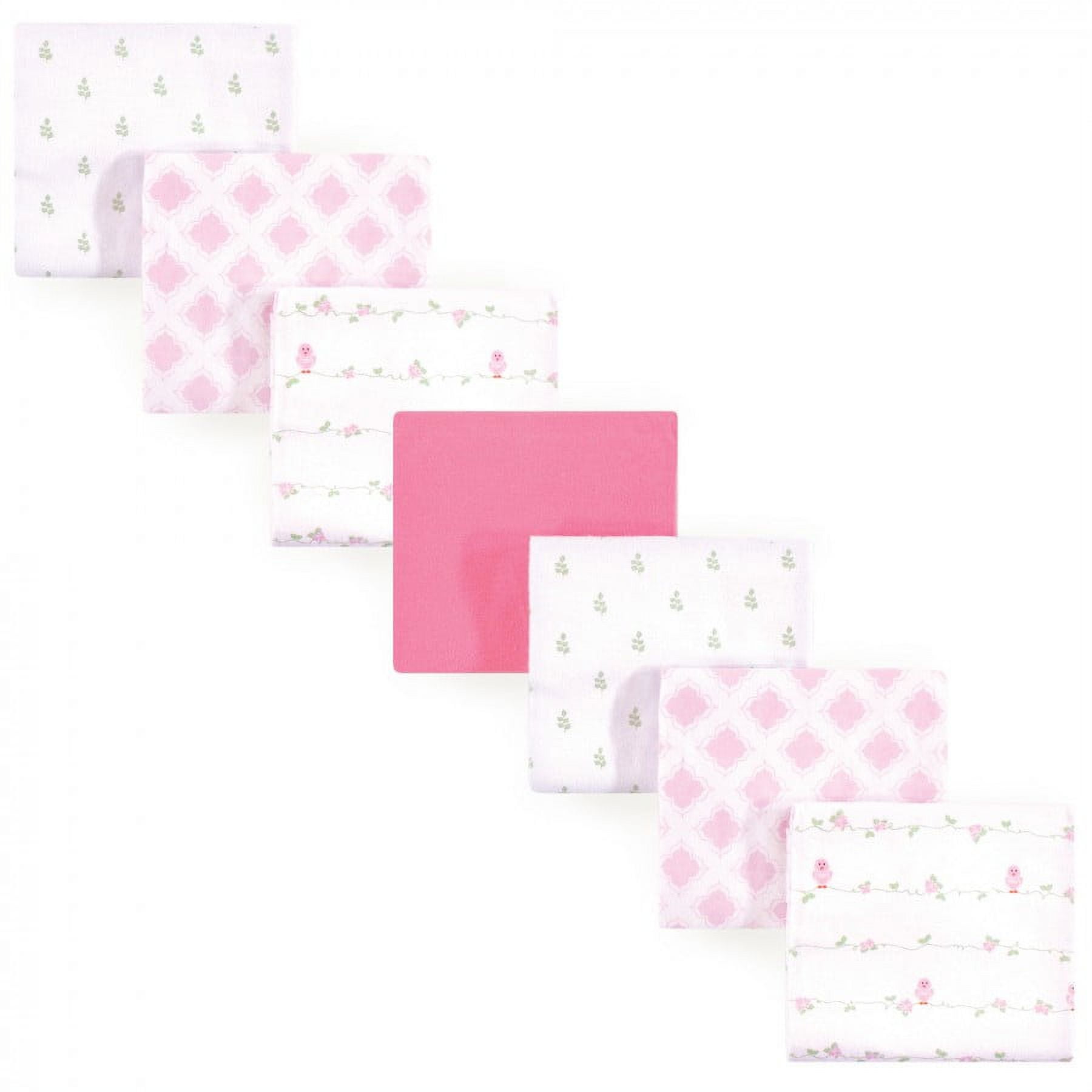 Luvable Friends Baby Girl Cotton Flannel Receiving Blankets, Bird 7-Pack, One Size