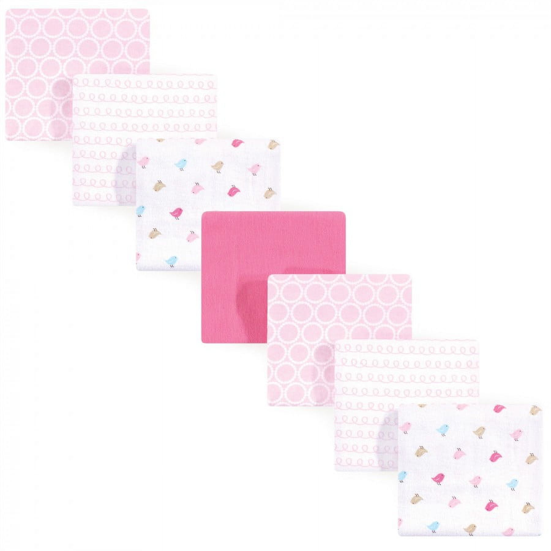 Luvable Friends Baby Girl Cotton Flannel Receiving Blankets, Birdies 7-Pack, One Size