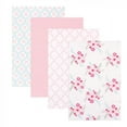 thumbnail image 1 of Luvable Friends Baby Girl Cotton Flannel Receiving Blankets, Floral 4-Pack, One Size, 1 of 2