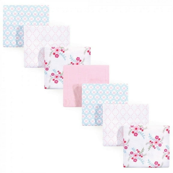 Luvable Friends Baby Girl Cotton Flannel Receiving Blankets, Floral 7-Pack, One Size
