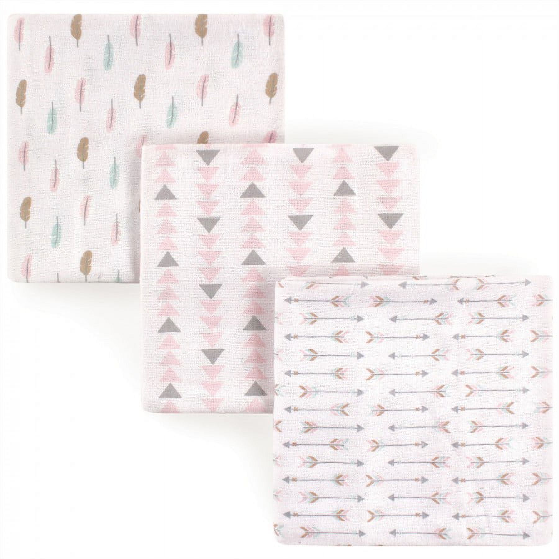 Luvable Friends Flannel Receiving Blankets, 3-Pack, Girl Feathers, image size:1800x1800