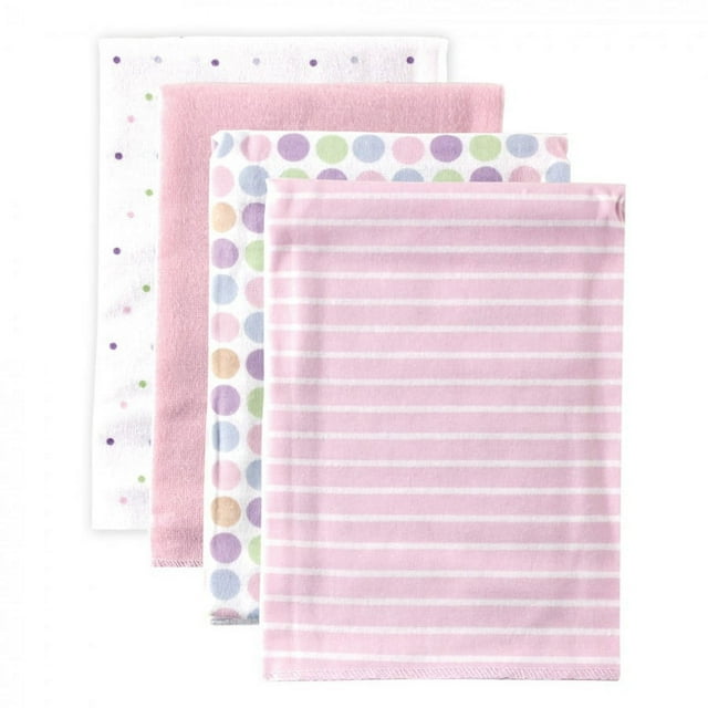 Luvable Friends Baby Girl Cotton Flannel Receiving Blankets, Pink Polka