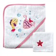 thumbnail image 1 of Luvable Friends Baby Girl Cotton Hooded Towel and Washcloth, Pink, One Size, 1 of 1