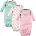 thumbnail image 1 of Luvable Friends Baby Girl Cotton Long-Sleeve Gowns 3pk, Dreamer, 0-6 Months, 1 of 6