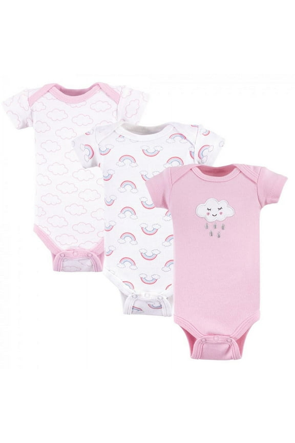 Baby Girl Cotton Preemie Bodysuits 3pk, Girl Cloud, Preemie