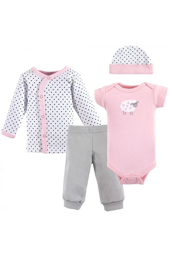 Baby Girl Cotton Preemie Layette Set, Pink Sheep, Preemie